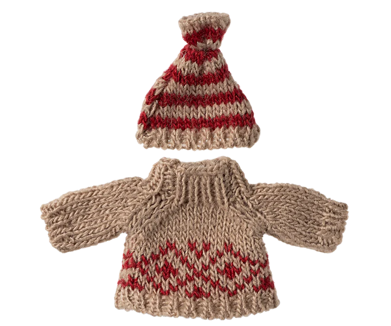 Maileg - Knitted Sweater and Hat, Mum Mouse