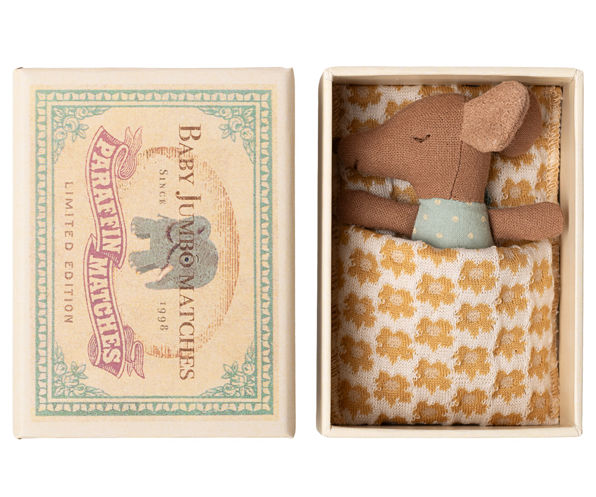 Maileg - Sleepy Wakey Baby Mouse In a Matchbox - Blue