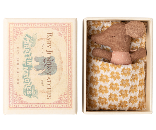 Maileg - Sleepy Wakey Baby Mouse In a Matchbox - Rose