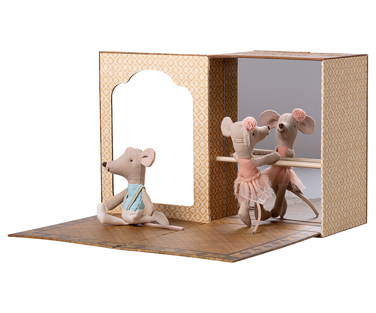 Maileg - Ballet Mice In Dance Studio, Little Sister and Brother