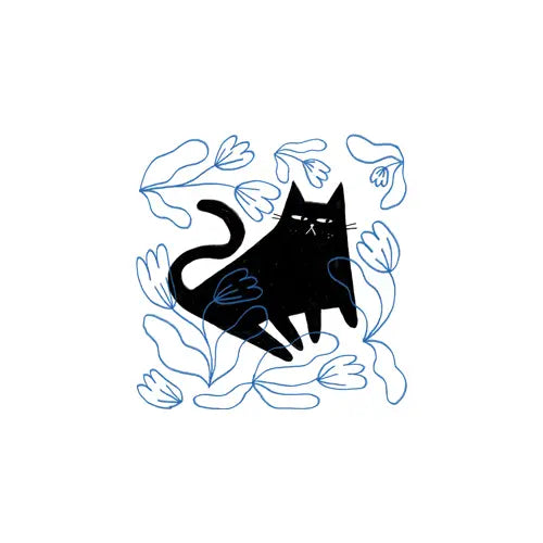 Tattly - Blue Garden Kitty Tattoo Pair
