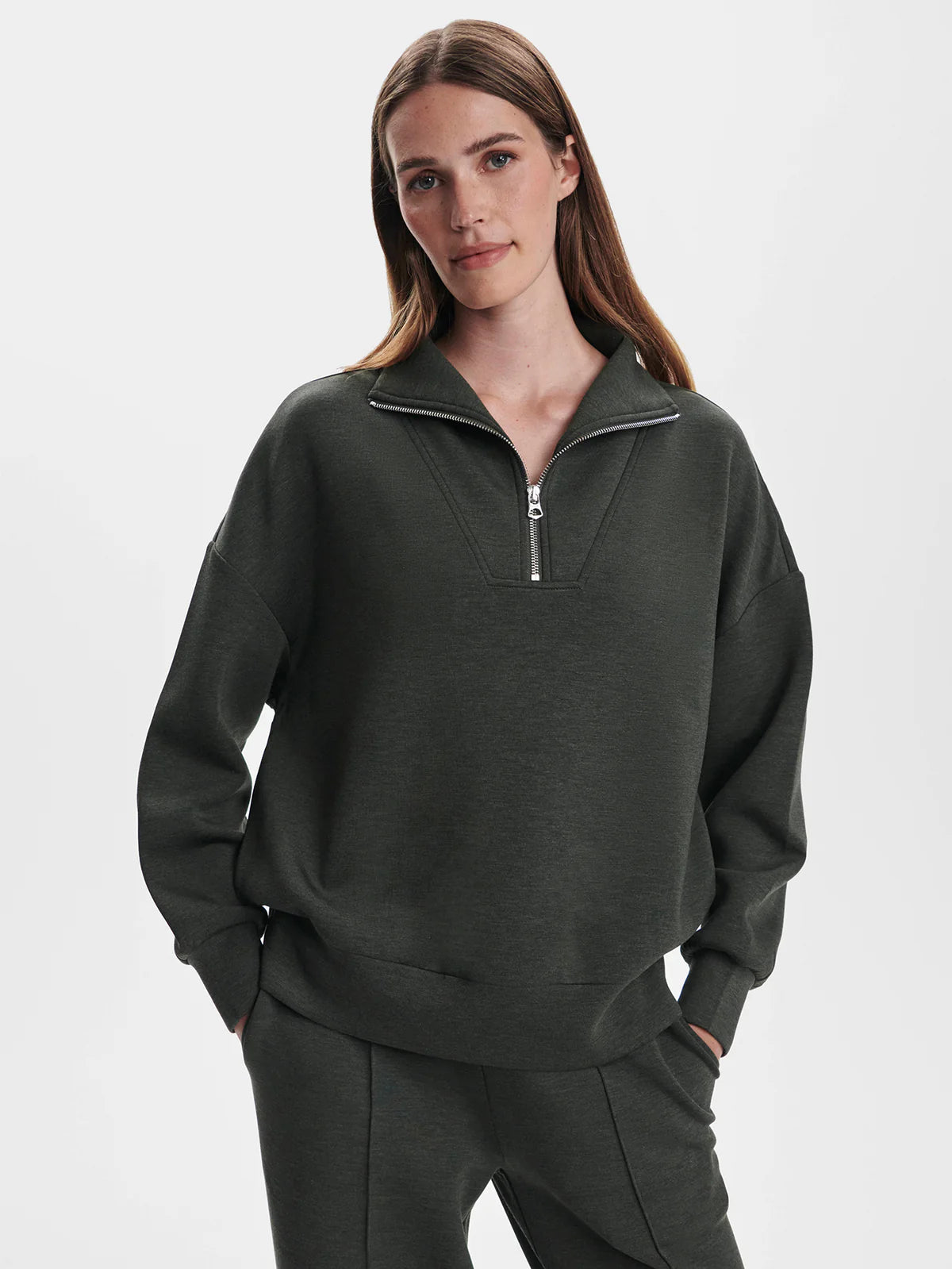 Varley - Hawley Half Zip Sweat - Olive Marl