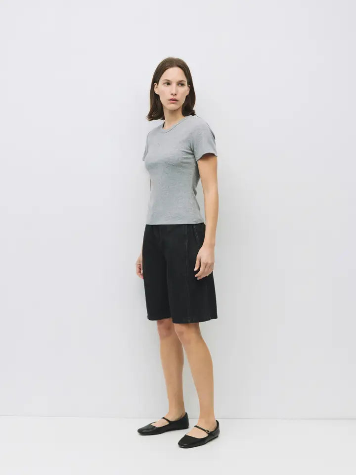 Ribbed Short Sleeve T-Shirt - Heather Grey