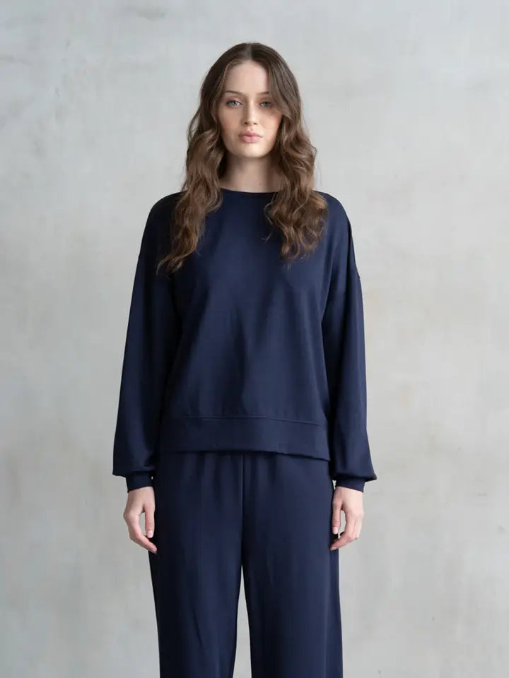 Long Sleeve Crew Neck Pullover - Slate Navy