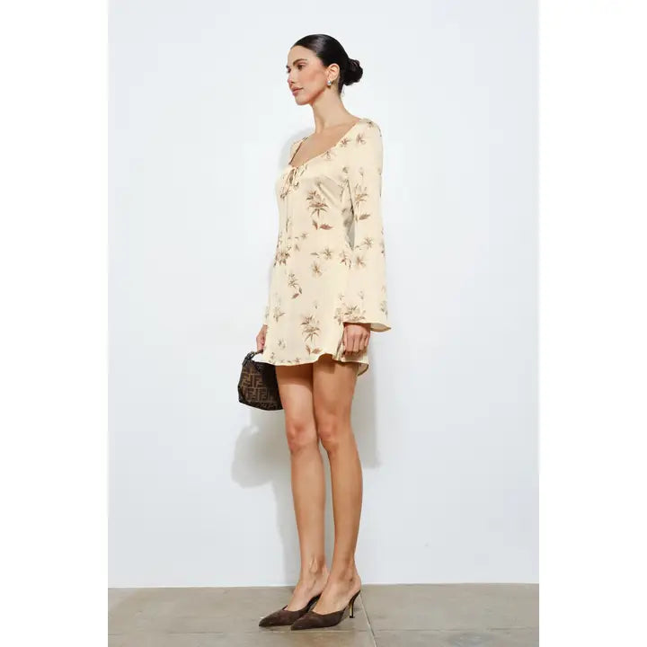 Nadia Tie Front Mini Dress - Buttercream