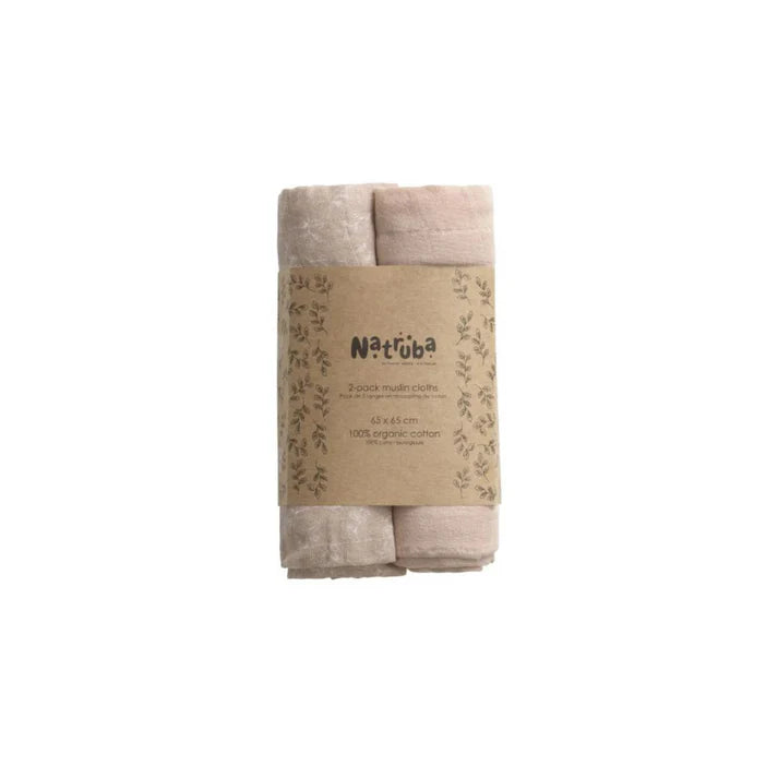 Natruba - Muslin Cloth 100% Organic Cotton - Set of 2 - Pink