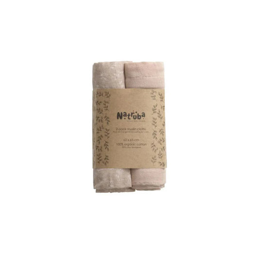 Natruba - Muslin Cloth 100% Organic Cotton - Set of 2 - Pink