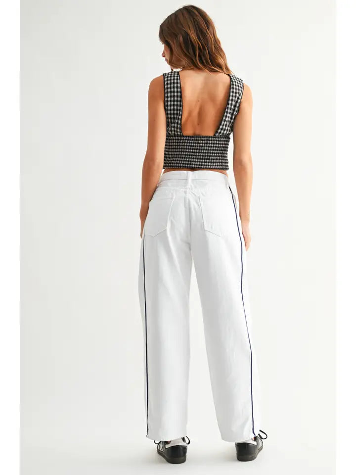 Barrel Jean Twist - White & Navy