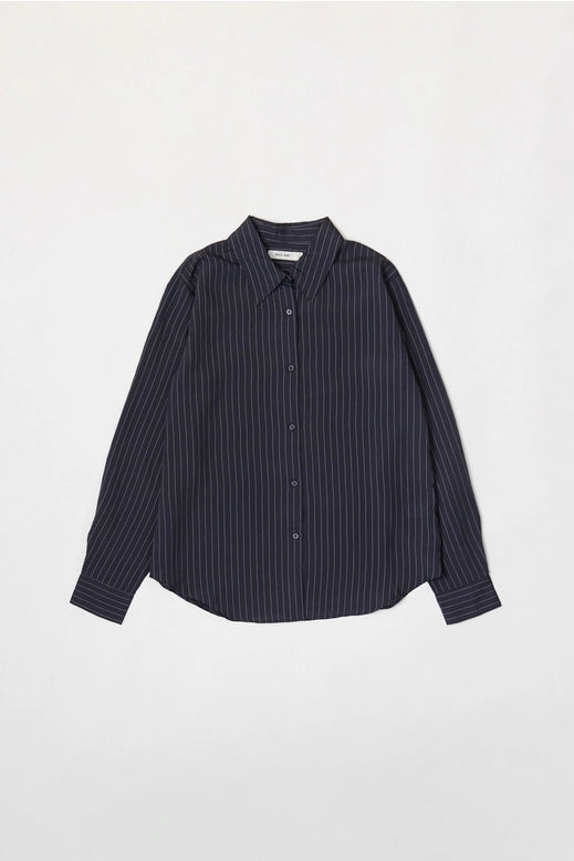 The Jill Top - Pinstripe Button-Down - Navy