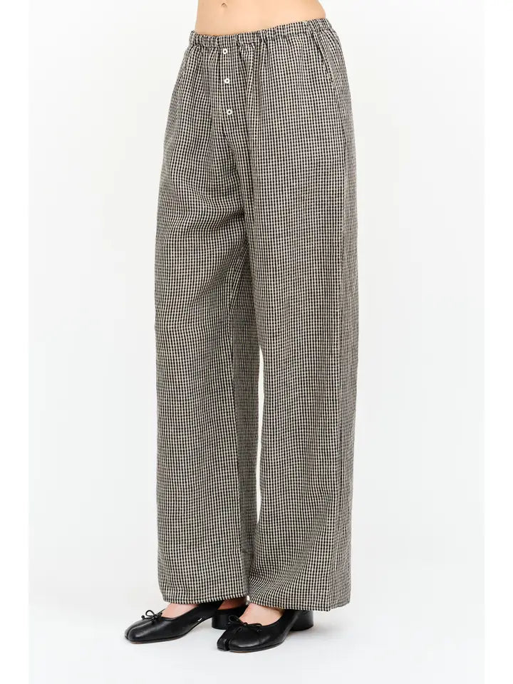 Matilda Gingham Pants - Taupe & Black