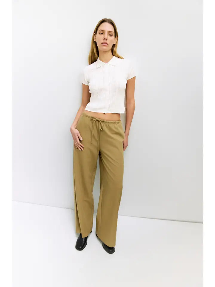 Pointelle Knit Button Down Top - Ivory