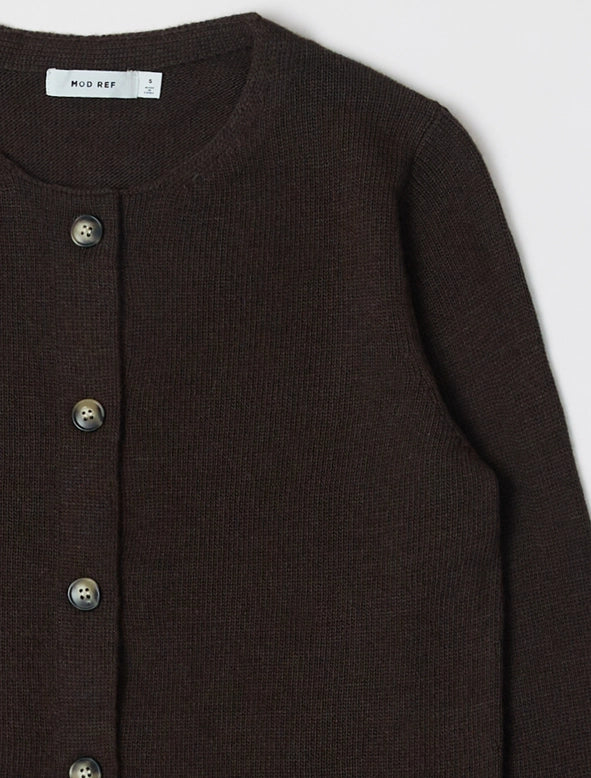 The Molly Cardigan - Lightweight Cropped Cardigan - Dark Brown