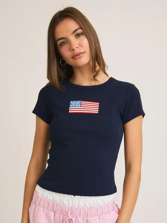 Short Sleeve USA Tee - Navy