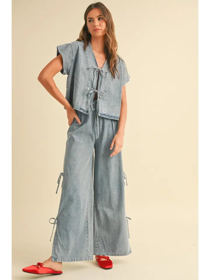 Tie Front Blouse - Denim