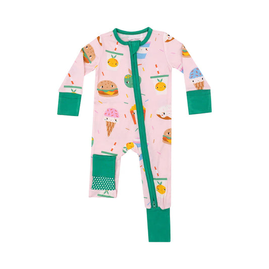 Two Way Zipper Romper - Send Snacks Pink