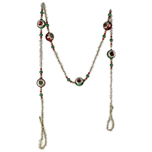 Glass & Tinsel Garland - Red & Green