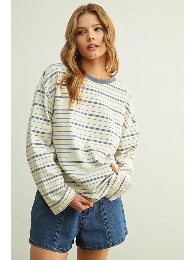 Striped Long Sleeve Top - Blue