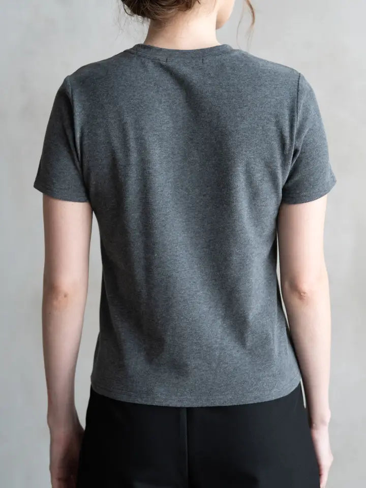 Crew Neck Tee with Pocket - Charcoal