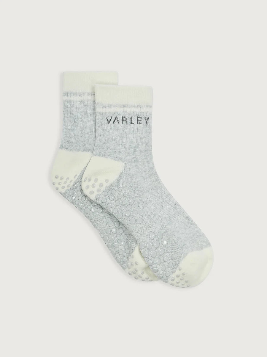 Varley - Grayson Half Crew Grip Sock - Light Grey Marl