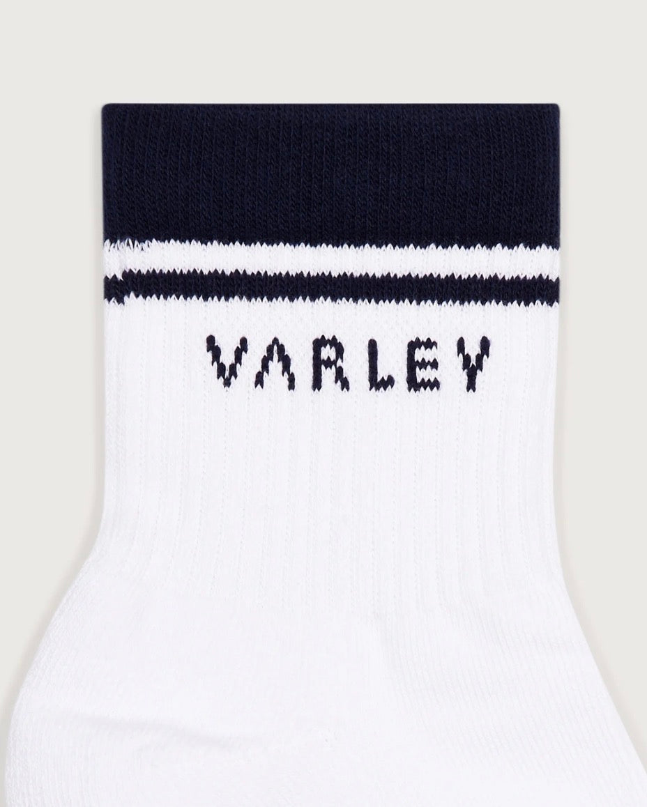 Varley - Lenni Half Crew Sock - White/Blue Nights