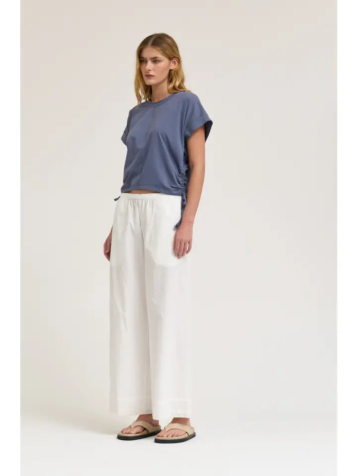 Side Scrunch Tee - Faded Blue