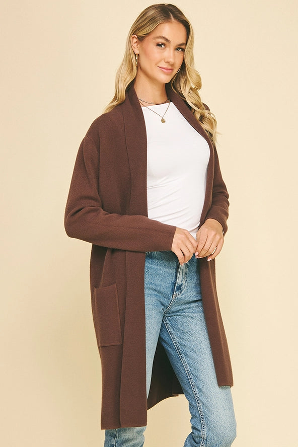 Open Knit Cardigan - Espresso