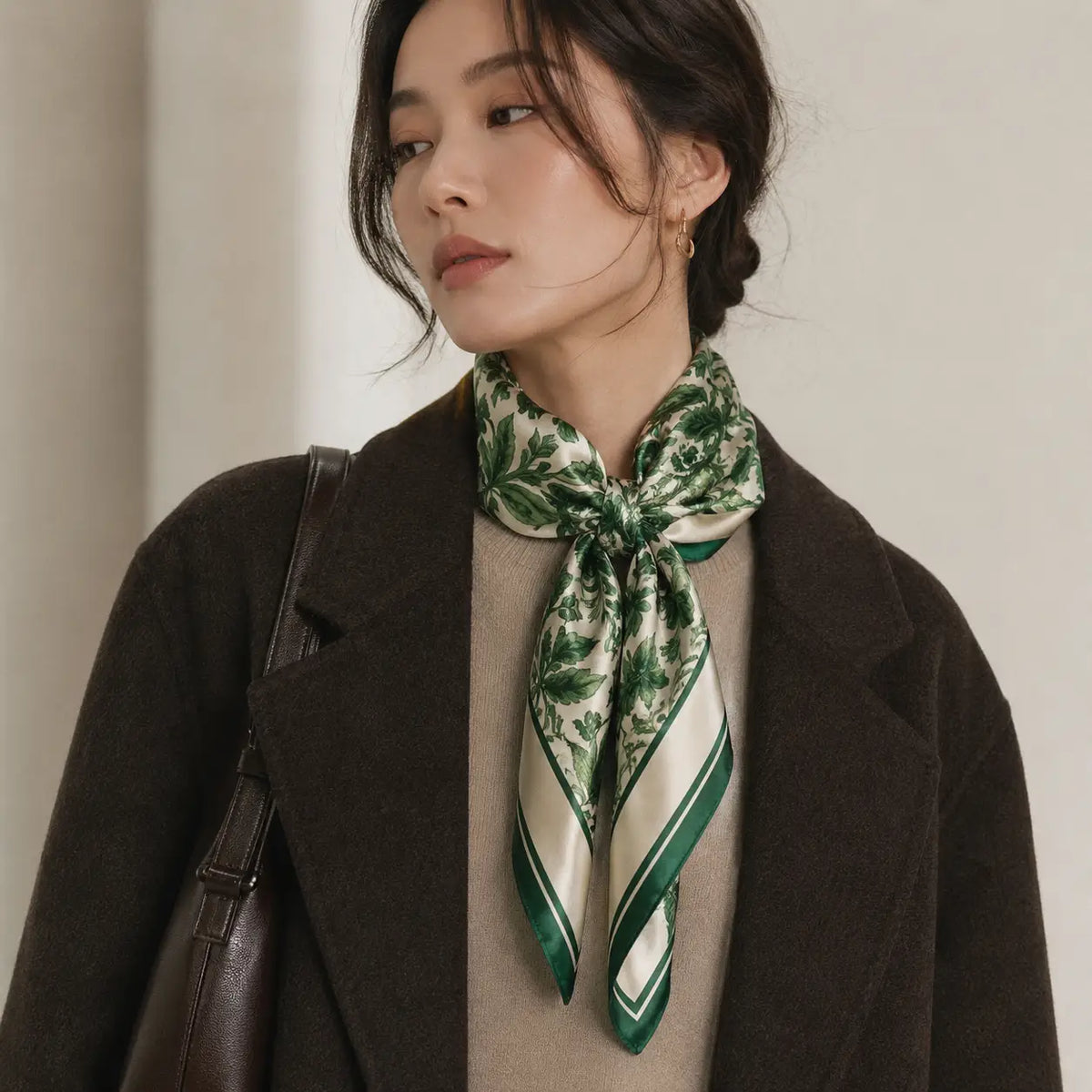 Mulberry Silk Botanical Scarf - Emerald