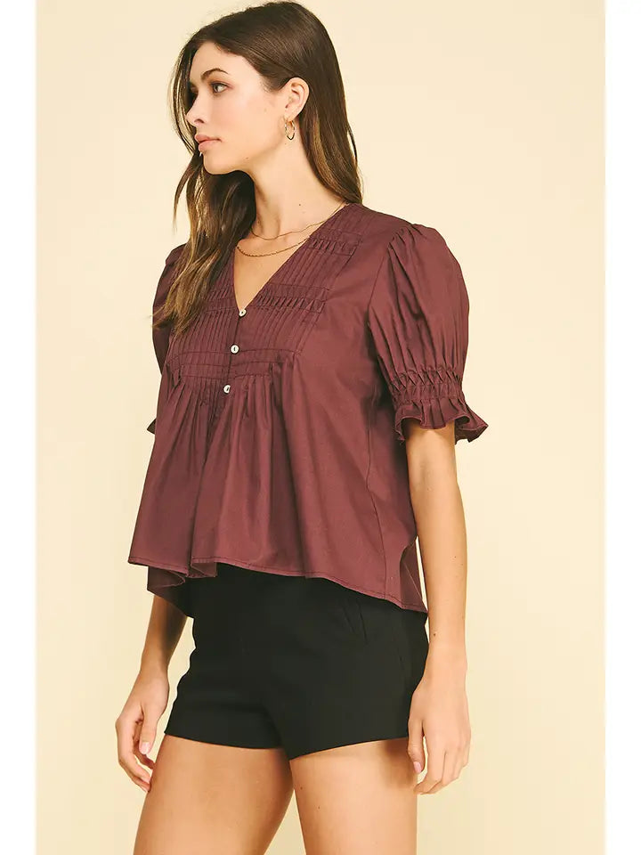 Button Down Blouse - Plum