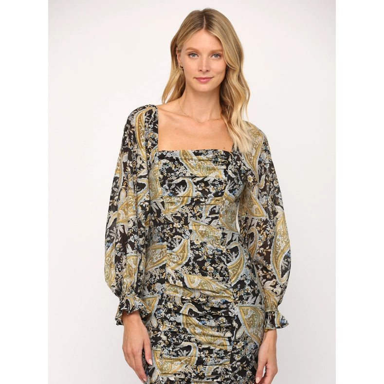 Ruched Dress - Paisley