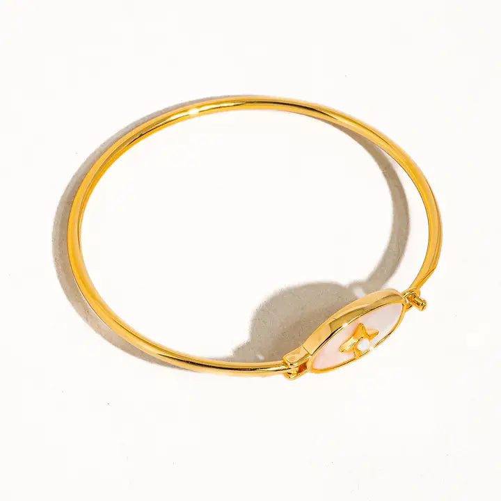 Aileen 18K Gold Vintage Star Shell Bangle - Jolin-Rose