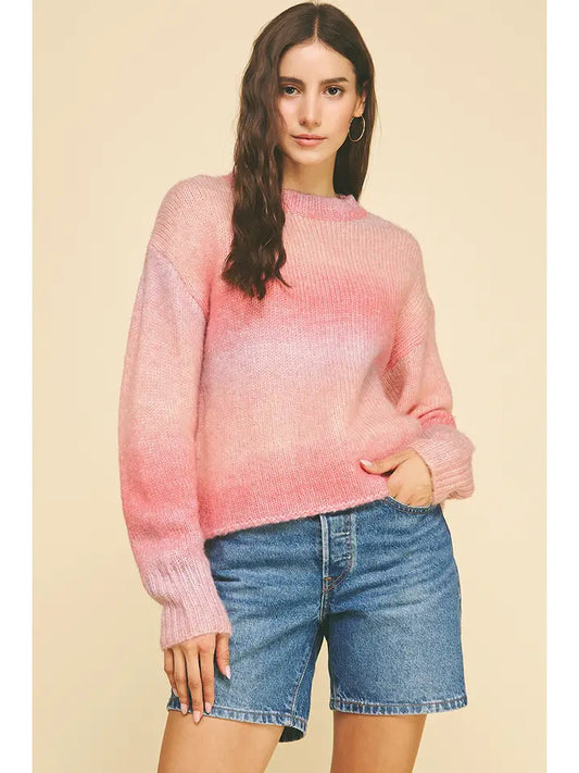 Gradient Crewneck Sweater - Pink