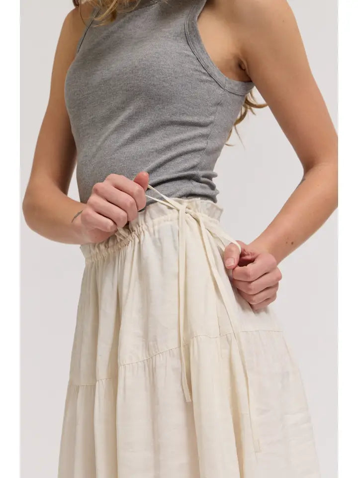 Grade + Gather - Drawstring Waist Skirt - Soy