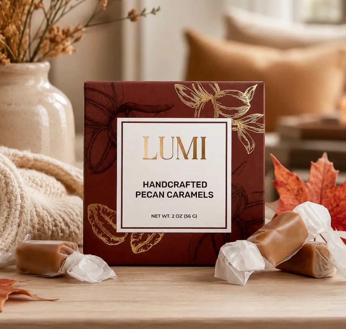 Fall Classic Handcrafted Pecan Caramels, 2 oz