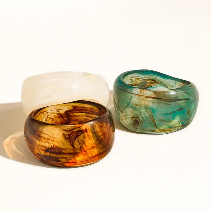 Cawlia Modern Bold Statement Resin Bangle - Blue