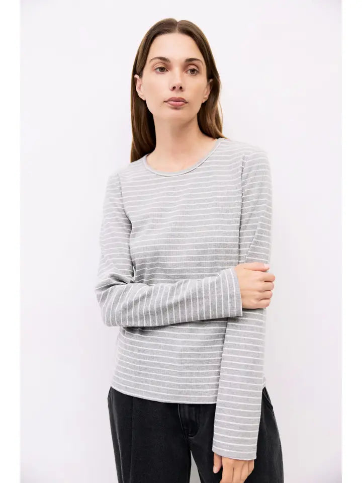 The Sora Top - Heather Grey + Ivory