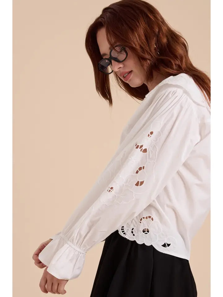 Eyelet Detailed Blouse - White