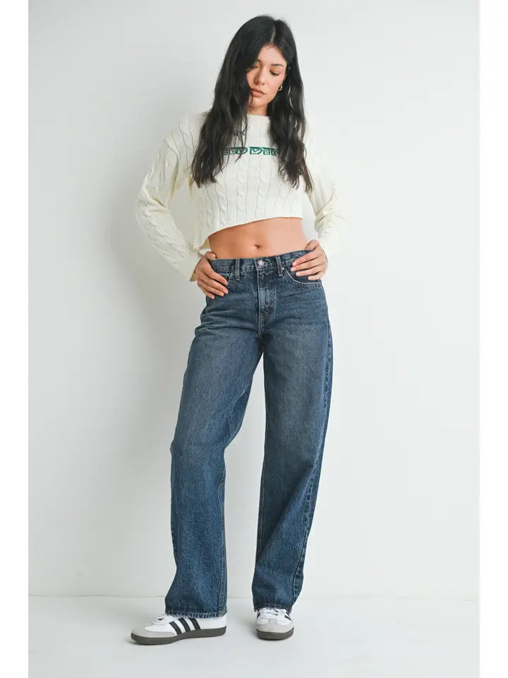 Relaxed Straight Denim Jeans - Dark Denim