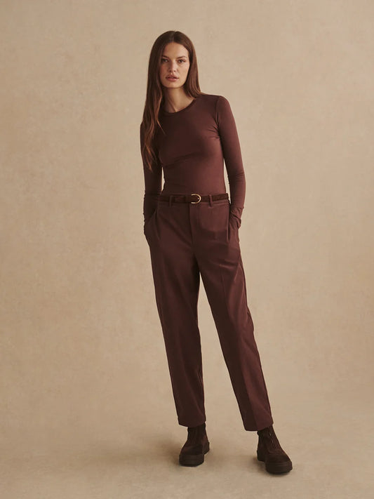 Varley - Edna Long Sleeve Fitted Tee - Mahogany