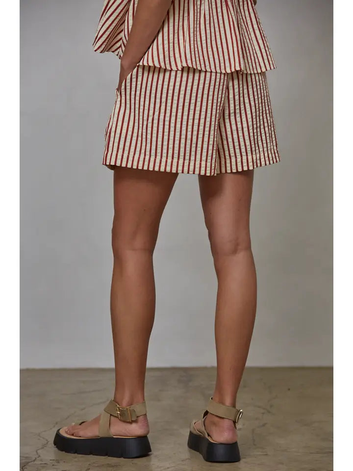Woven Striped Short - Red
