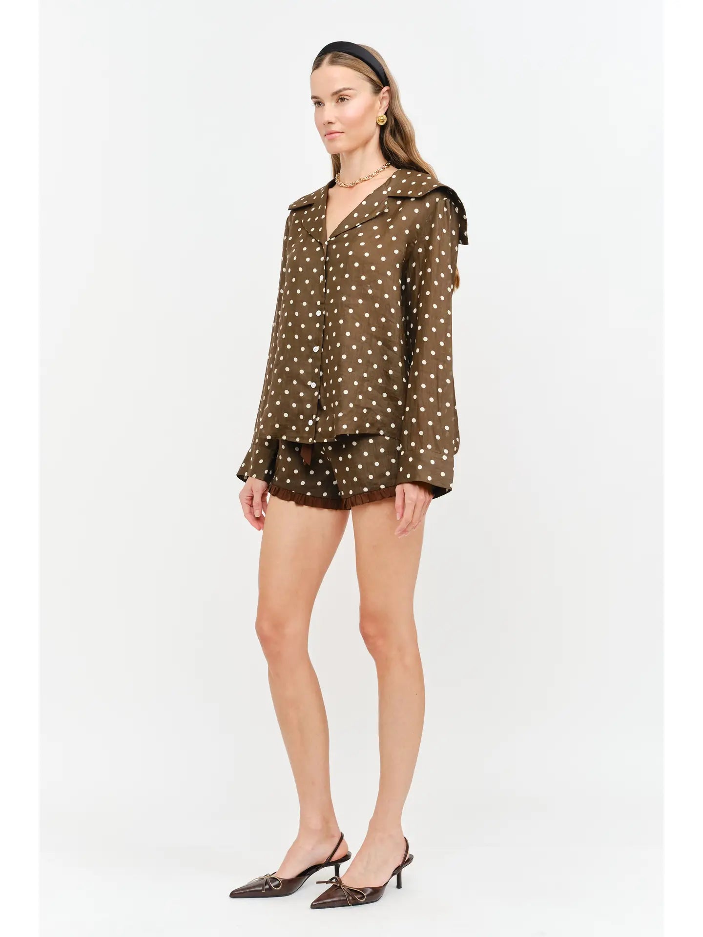 Maggie Blouse - Chocolate Polka Dot