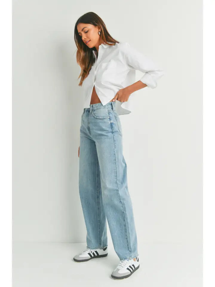 High Waisted Kenna Skater Jean - Light Denim