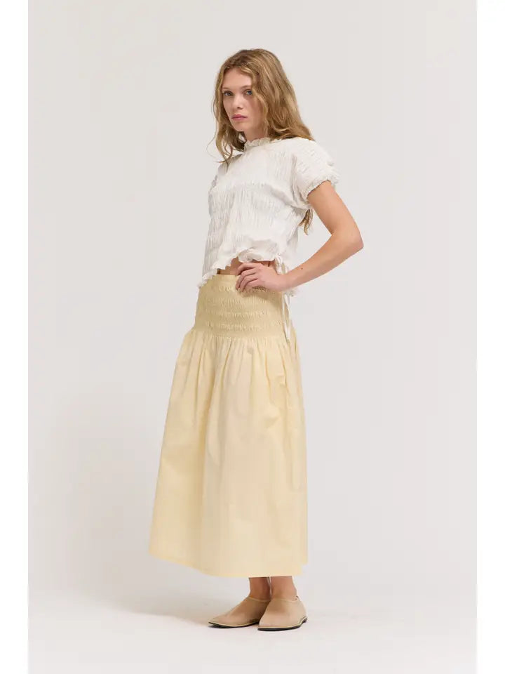 Smocking Waist Skirt - Butter Yellow