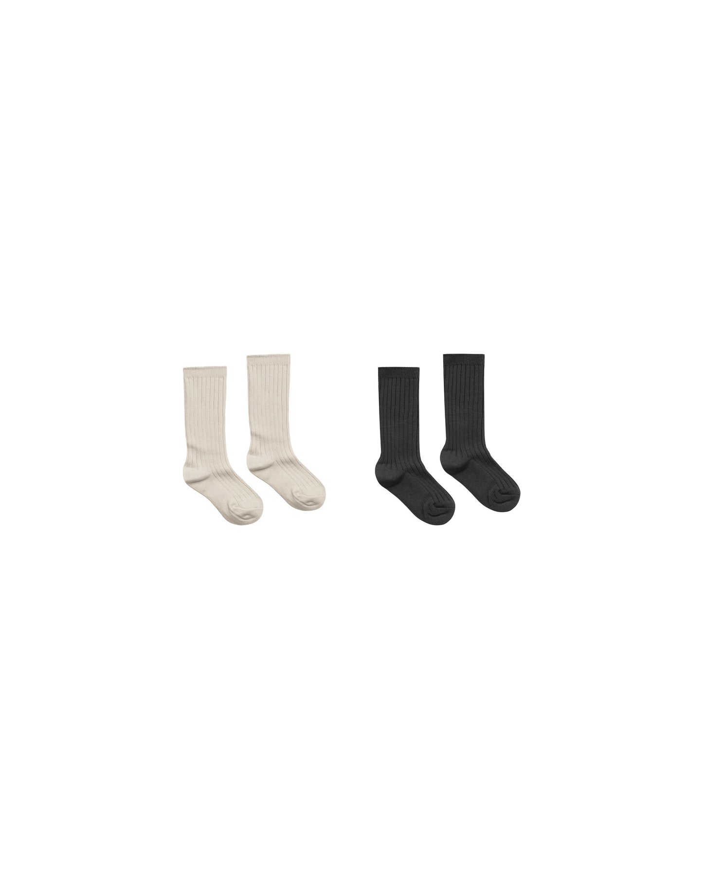 Rylee + Cru - Ribbed Socks - Stone + Black