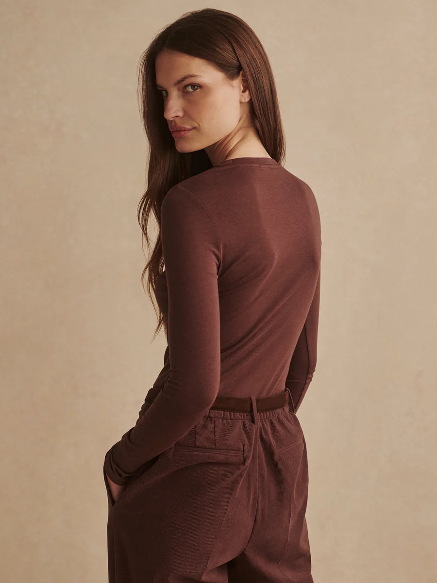 Varley - Edna Long Sleeve Fitted Tee - Mahogany