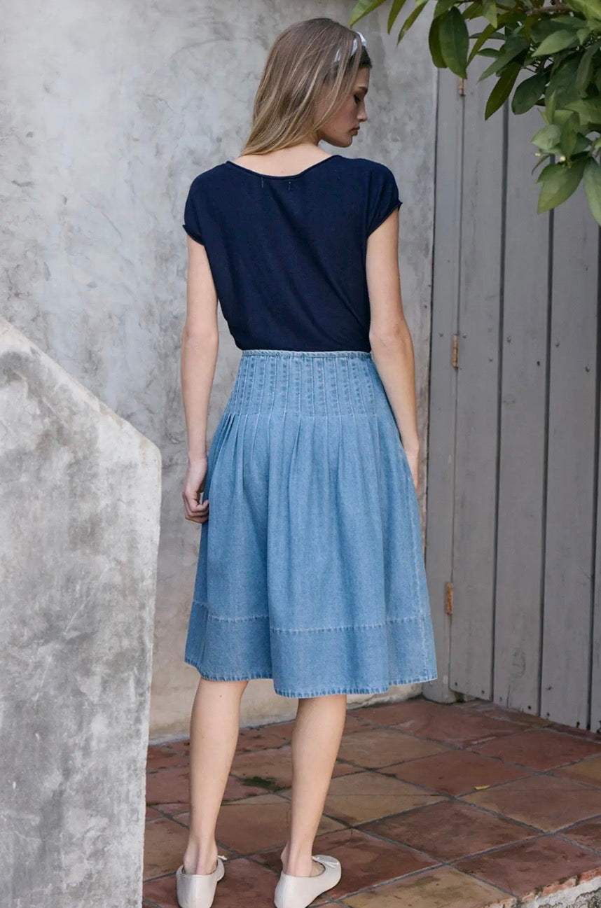 Cap Sleeve Ribbed Waist Knit Top - Navy
