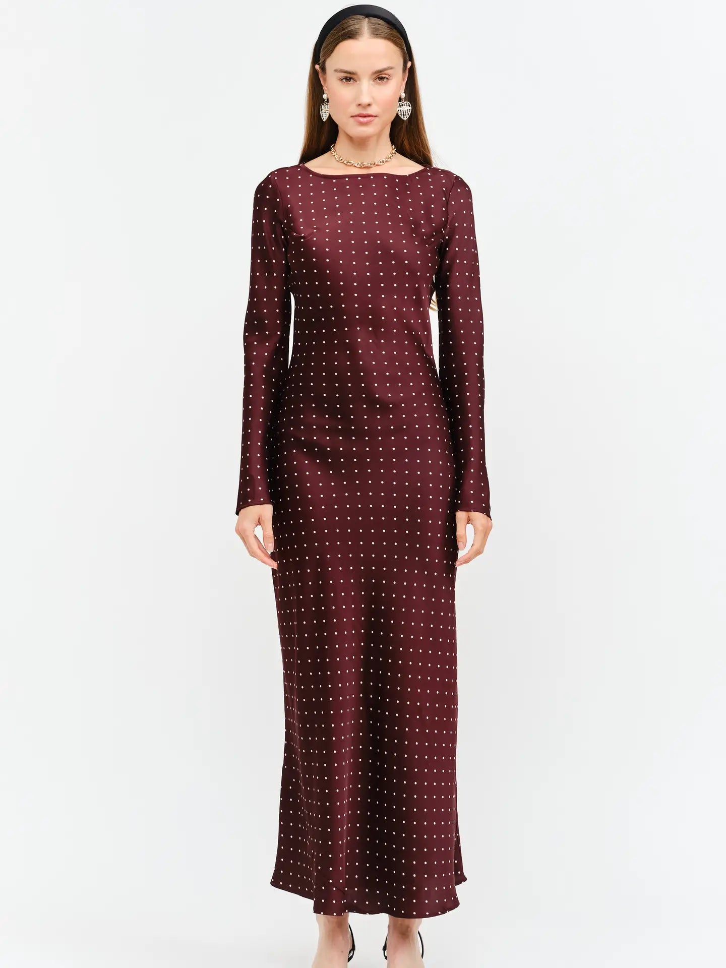 Georgie Dot Dress - Burgundy
