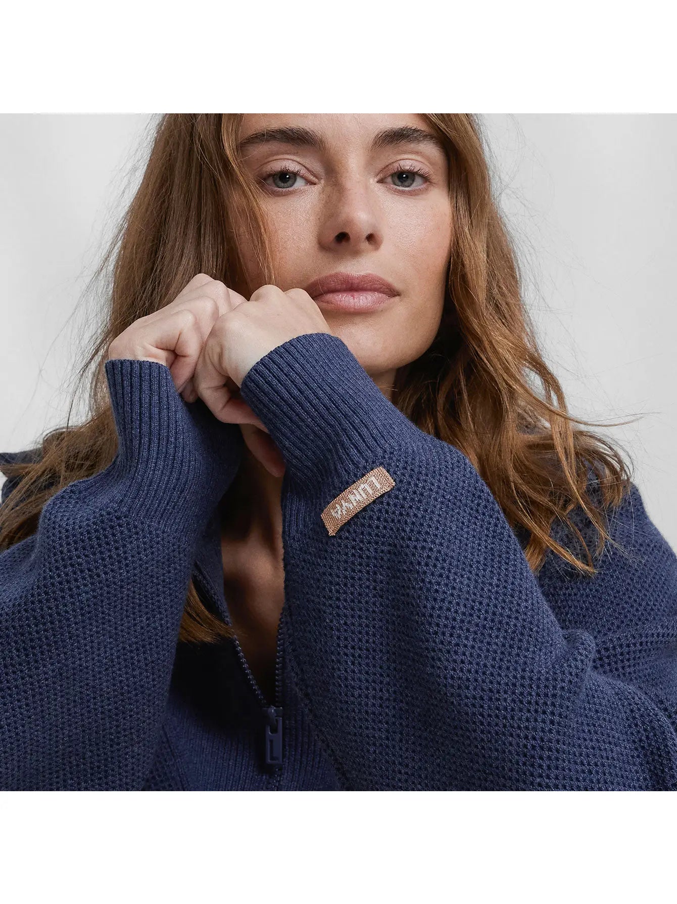 Lunya - Cozy Cotton Silk Collared Half Zip - Deep Blue Heather