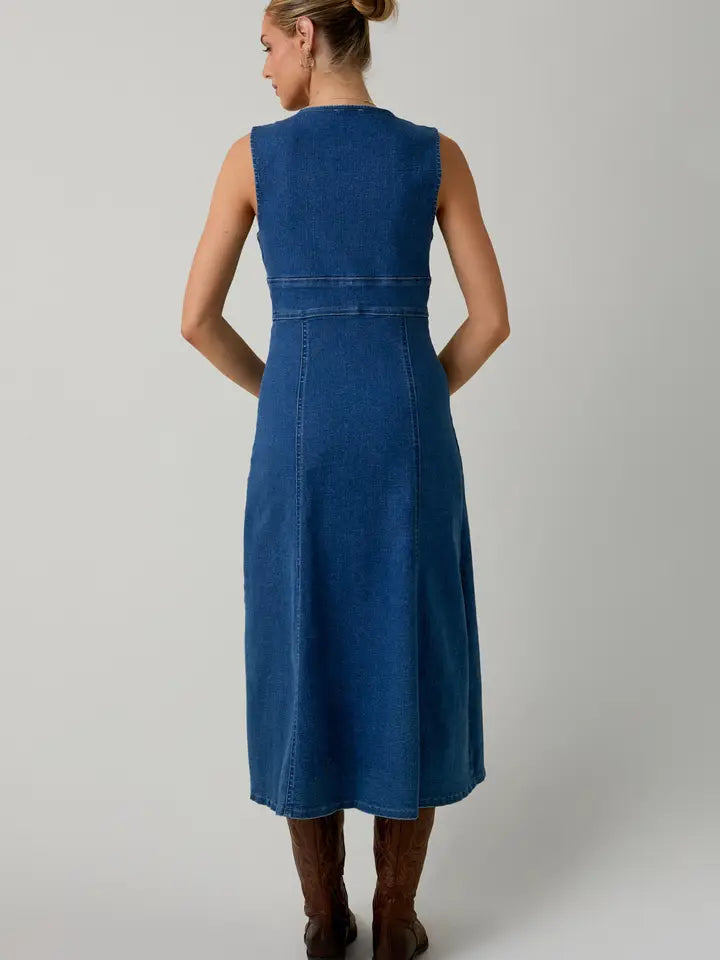 Sleeveless Midi Dress - Denim