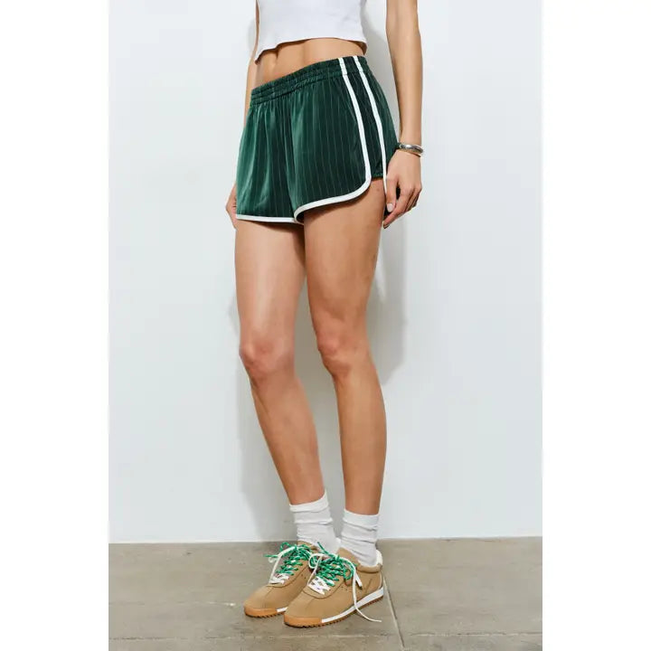 The Parker Striped Track Shorts - Green