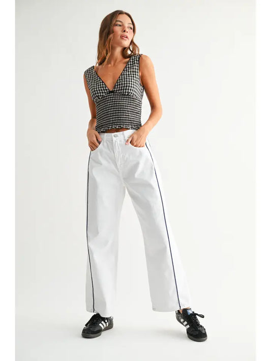 Barrel Jean Twist - White & Navy